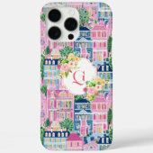 쁘티 핑크 시티 스케이프 | 플로럴 이니셜 모노그램 Case-Mate iPhoneケース (裏面)
