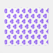 사랑韓国ハングルで愛する紫のハート フリースブランケット (正面(横))