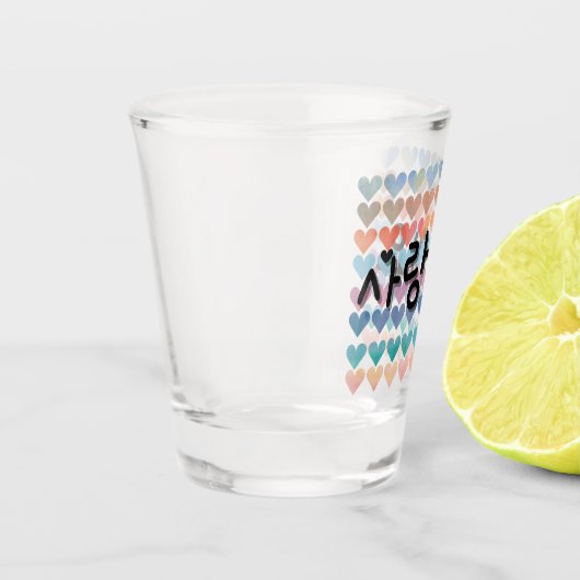 사랑해요韓国のハートSOJUで君を愛している ショットグラス (左)