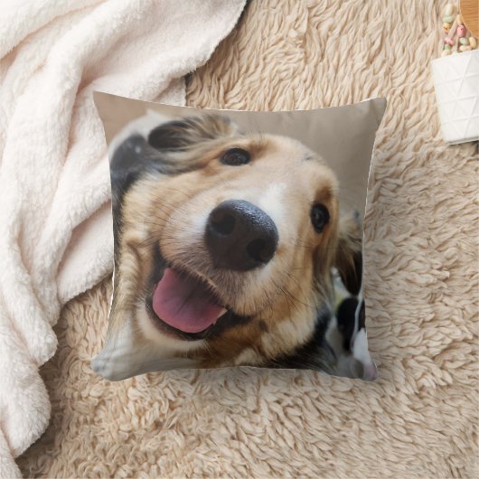 스마일 강아지 얼굴 베개쿠션 クッション (ブランケット)