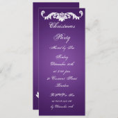 슬림 파티 초대장 빈티지 오너먼트 퍼플 招待状 (正面/裏面)