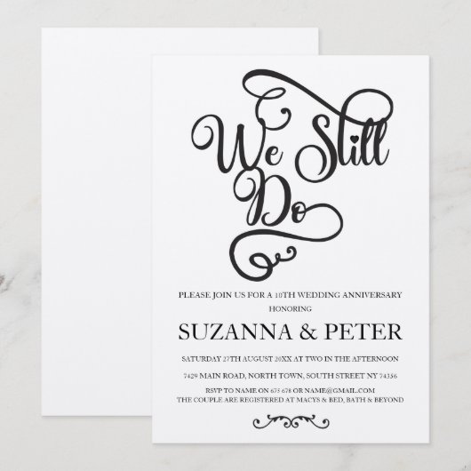 여전히 서예 우아한 기념일 초대장 招待状 (正面/裏面)