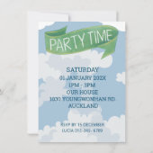 첫돌パーソナライズされた第1誕生日ブルー招待状 招待状 (裏面)