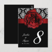 테이블 번호 포스트 카드 레드 로즈 다마스크 플로랄 232 ポストカード (正面/裏面)