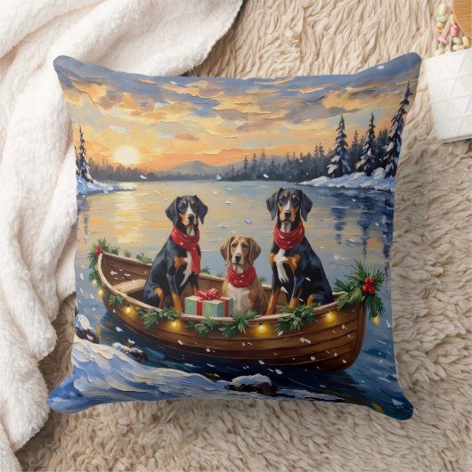트리 워커 쿼운하운드 크리스마스 보트 홀리데이 クッション (ブランケット)