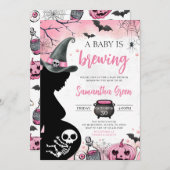 핑크 베이비 인 베이킹　ハロウィン ベイビーシャワー 招待状 (正面/裏面)