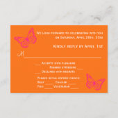 핑크, 주황, 하얀 열대 해변 RSVP 카드 (裏面)