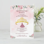 핑크 플로럴 키ンセアニエラ 초대장 플랫 카드 招待状 (スタンド正面)