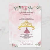 핑크 플로럴 키ンセアニエラ 초대장 플랫 카드 招待状 (正面/裏面)