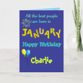 1月の誕生日カード(折りたたみ式) カード (正面)