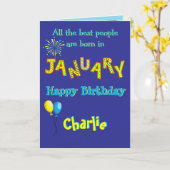 1月の誕生日カード(折りたたみ式) カード (黄色い花)