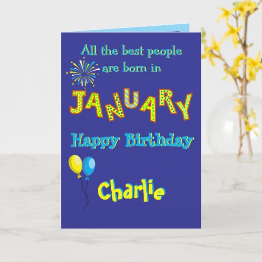 1月の誕生日カード(折りたたみ式) カード (黄色い花)