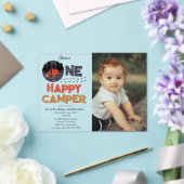 1歳の夏の誕生日フォト「One Happy Camper」 アクリル招待状 (インサイチュ (ウェディング))