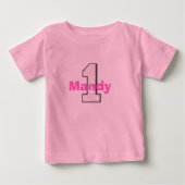 1歳の誕生日おめでとう女の子 ベビーTシャツ (正面)