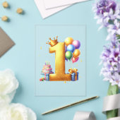 １歳の誕生日おめでとう ゴールド アクリル招待状 (インサイチュ (ウェディング))