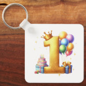 １歳の誕生日おめでとう ゴールド キーホルダー (正面)