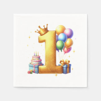 １歳の誕生日おめでとう ゴールド スタンダードカクテルナプキン