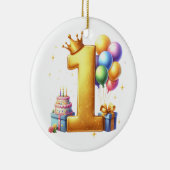 1歳の誕生日おめでとう ゴールド セラミックオーナメント (右)