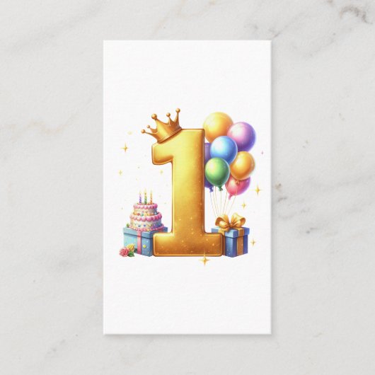 １歳の誕生日おめでとう ゴールド 名刺 (正面)