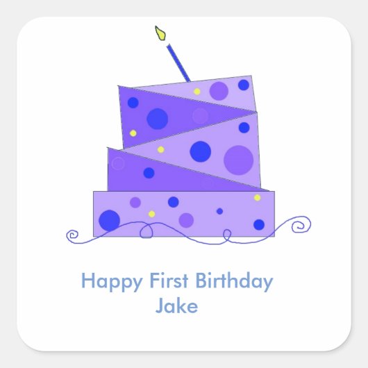 1歳の誕生日ケーキ スクエアシール (正面)