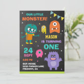1歳の誕生日パーティーの招待状 - リトルモンスター 招待状 (スタンド正面)
