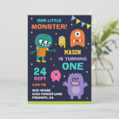 1歳の誕生日パーティーの招待状 - リトルモンスター 招待状 (スタンド正面)