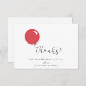 １歳の誕生日 赤い風船 ありがとう サンキューカード (正面/裏面)