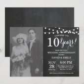 １０周年結婚記念日チョークボードフォト 招待状 (正面/裏面)