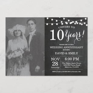 10周年結婚記念日チョークボードフォト 招待状
