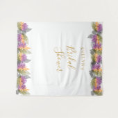 10月の葉 エレガントゴールドのスクリプト ブライダルシャワー タペストリー (正面(横))