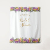 10月の葉 エレガントゴールドのスクリプト ブライダルシャワー タペストリー (正面)