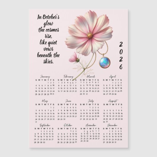 １０月の誕生花カレンダーと誕生石 (正面)
