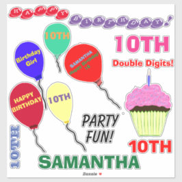 １０歳の誕生日ケーキ 女の子 風船 ビニール バルーン シール