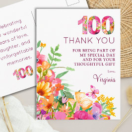 100歳の誕生日フラワー100バタフライ・アプレシエーション ポストカード