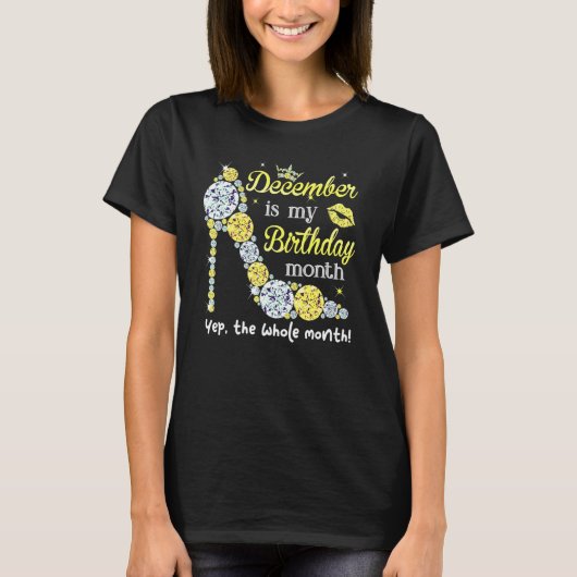１２月生まれの女性 誕生日おめでとう 女性 Tシャツ (正面)