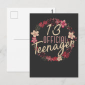 13歳の誕生日の花 2008 公式 ティーンエージャー ガール ポストカード (正面/裏面)