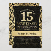 １５周年パーティー - ゴールドブラック 招待状 (正面/裏面)