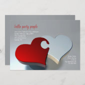 2つのハートのパズルピース 招待状 (正面/裏面)