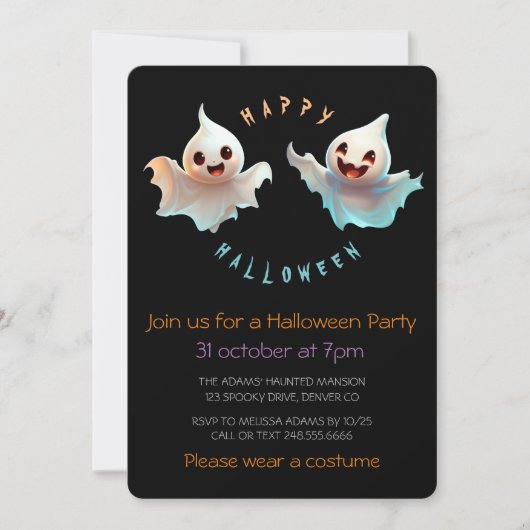２つの楽しいゴースト 招待状 (正面)