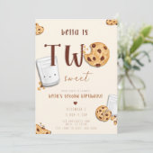 ２つの甘いチョコレートチップクッキーとミルクのご招待 招待状 (スタンド正面)