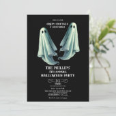 ２体の幽霊の不気味なハロウィーンゴーストパーティー 招待状 (スタンド正面)