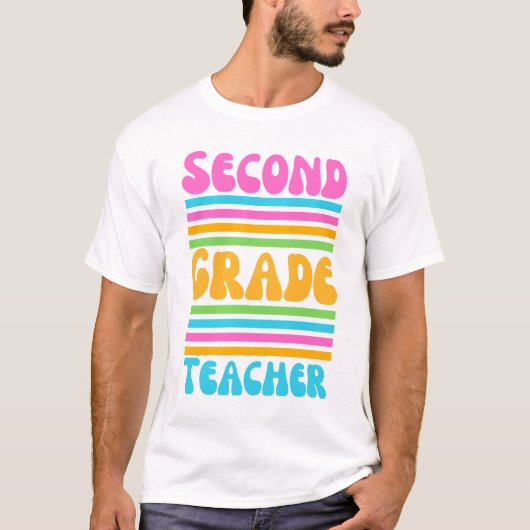 2年生担任 色とびきりカラフルなバブルフォント Tシャツ (正面)