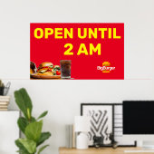 ２時まで営業のバーガー店ロゴをカスタマイズ ポスター (ホームオフィス)