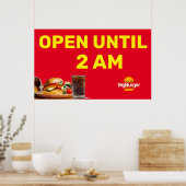 ２時まで営業のバーガー店ロゴをカスタマイズ ポスター (キッチン)
