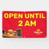 ２時まで営業バーガー店のカスタムロゴ 横断幕 (横)