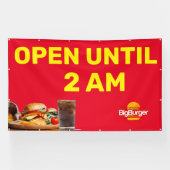 ２時まで営業バーガー店ロゴカスタム 横断幕 (横)