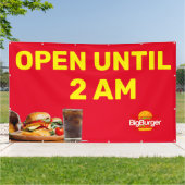 ２時まで営業バーガー店ロゴカスタム 横断幕 (外側)