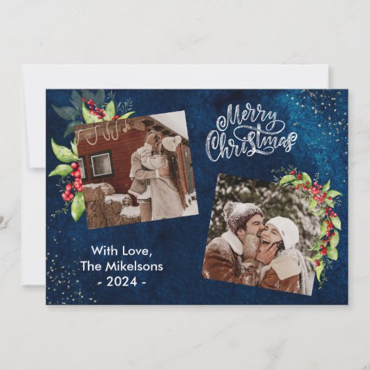 ２枚組 フォト シーズン グリーティング  ホリー ベリー クリスマス (正面)