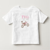 ２速ピンクのダートバイクの誕生日Ｔシャツ トドラーTシャツ (正面)