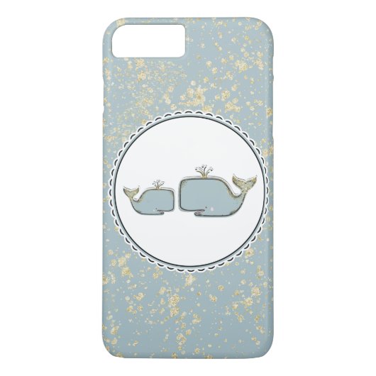 2頭の海のクジラ ブルー&ゴールド ブティック Case-Mate iPhoneケース (裏面)